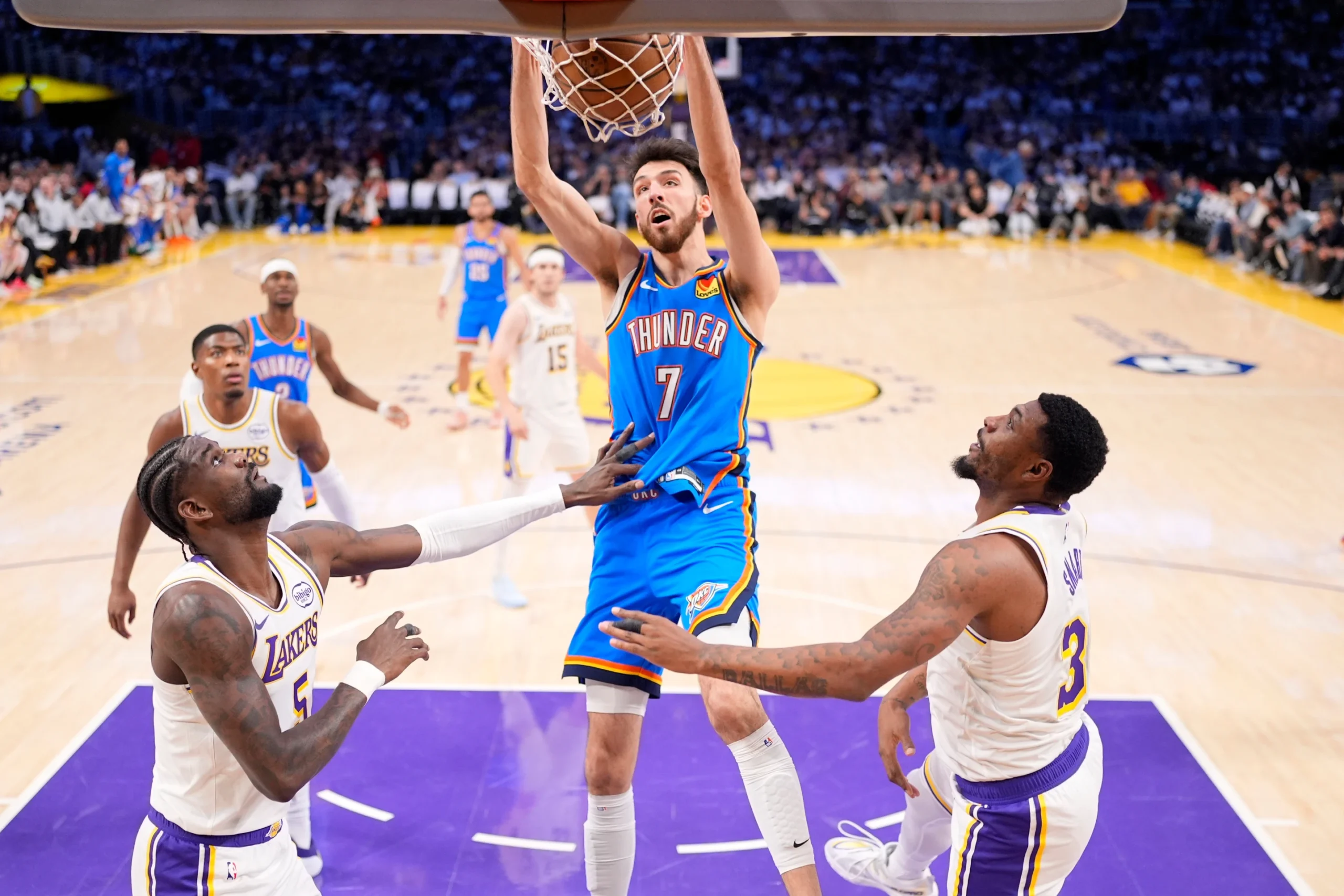 Thunder charge past Lakers 131-108 in Game 3 for another blowout in the ...